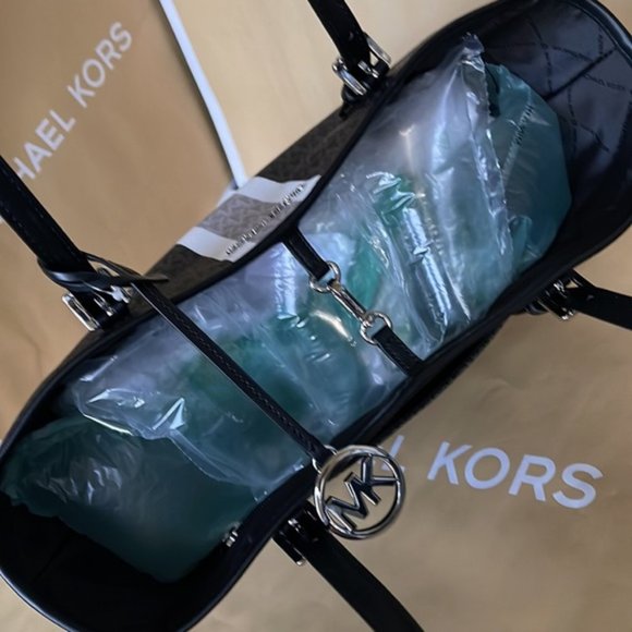 Michael Kors Jet Set Travel Medium Carryall Tote Black Multi - Picture 10 of 14